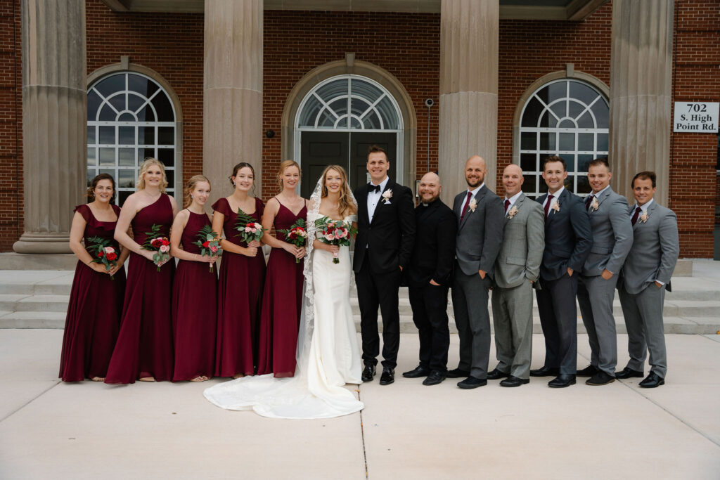 Groom and groomsmen posing before the wedding in Milwaukee.