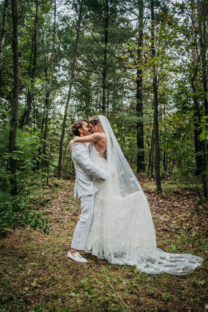 Candid wedding couple