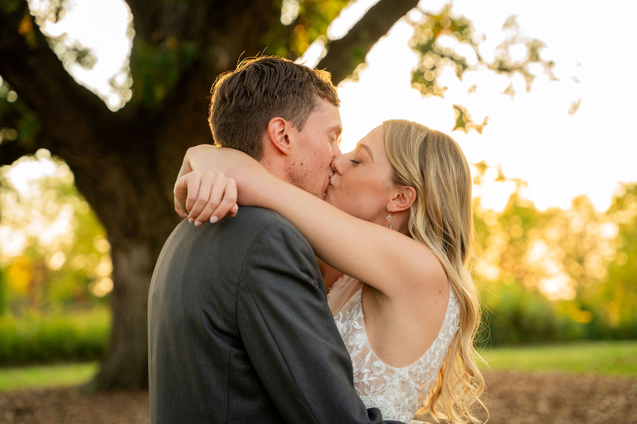 Candid wedding couple