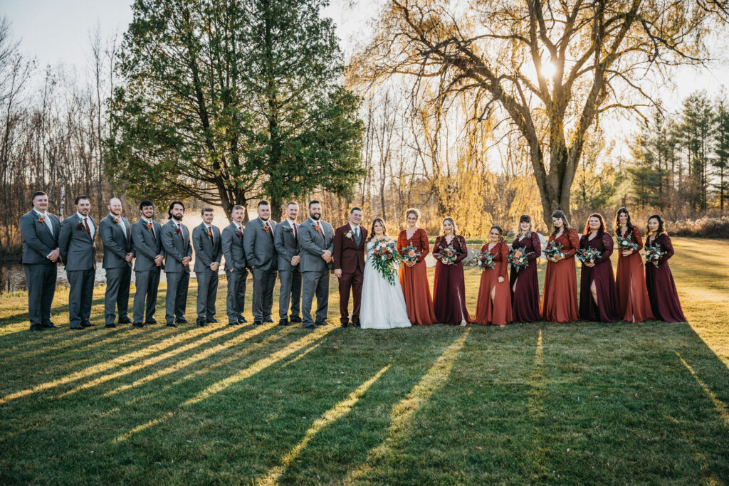 Bride and groom with bridesmaids and groomsmen