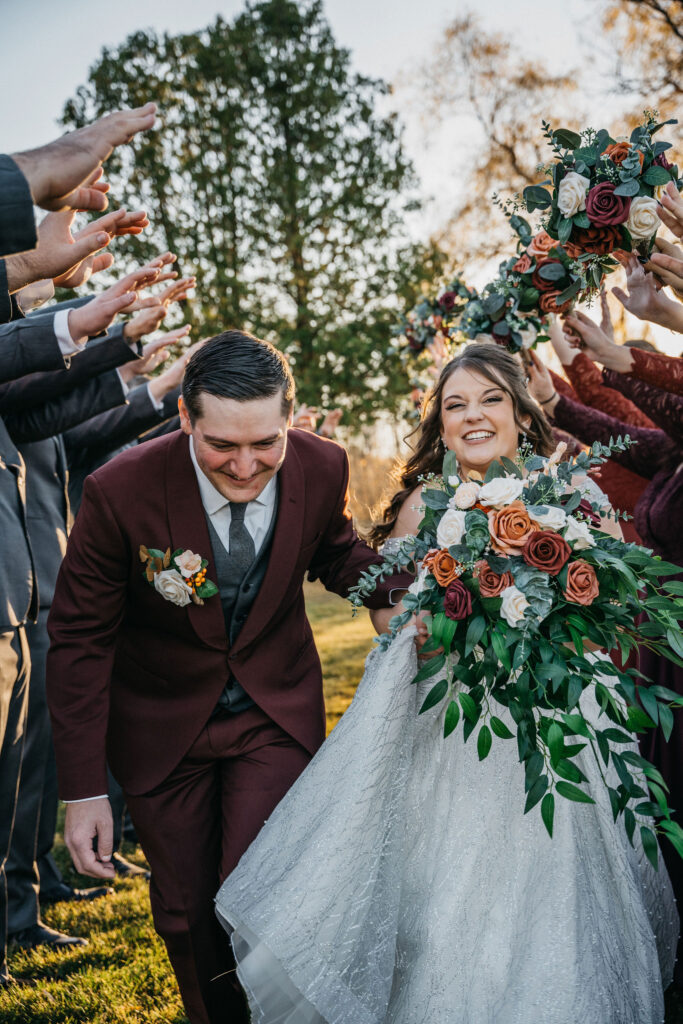 Bride and groom posing