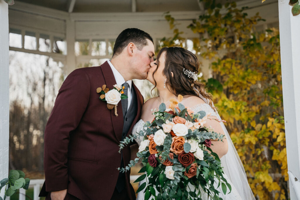 Bride and groom posing