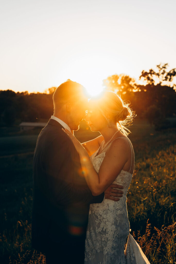 Bride and groom posing