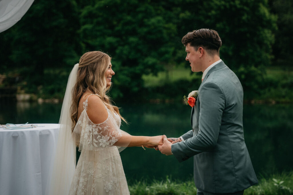 Candid wedding couple moment in Madison, WI.