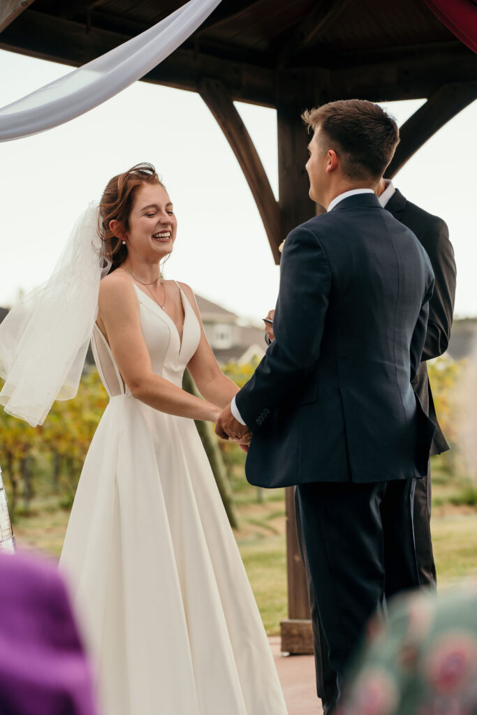 Bride and groom exchanging vows