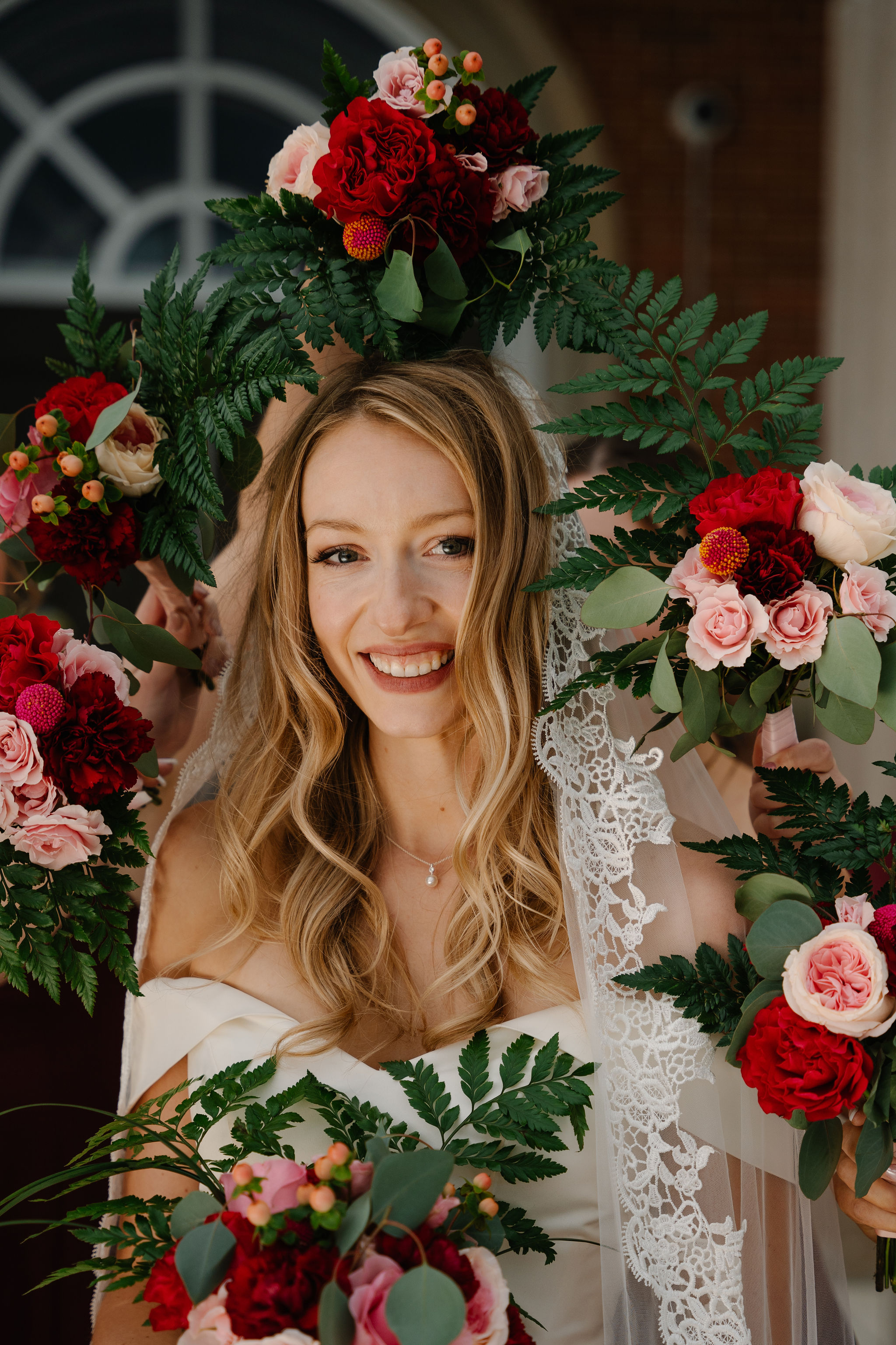 Bride with flowers at her wedding