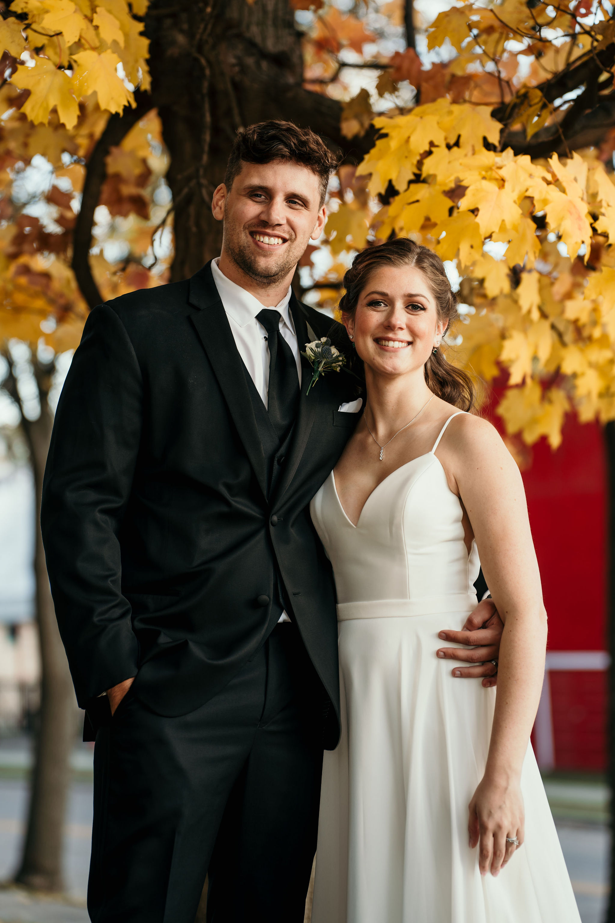 Bride and groom in Baraboo, WI.